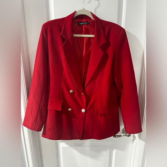 BOOHOO JERSEY KNIT DOUBLE BREASTED BLAZER - Picture 3 of 8